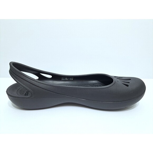 Crocs Women's 9 Thea Slingback Black Slip On Ballet Flat Comfort Shoes 11701 - Picture 3 of 10